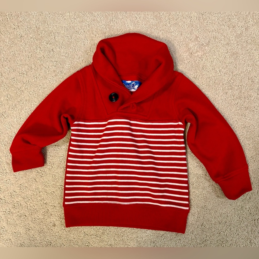 Kapital K Kids Bold Red Sweater with White Stripes